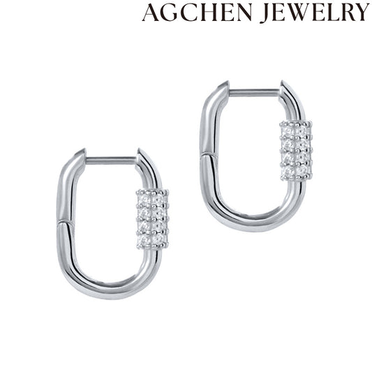 AG Button Zirconia Earrings