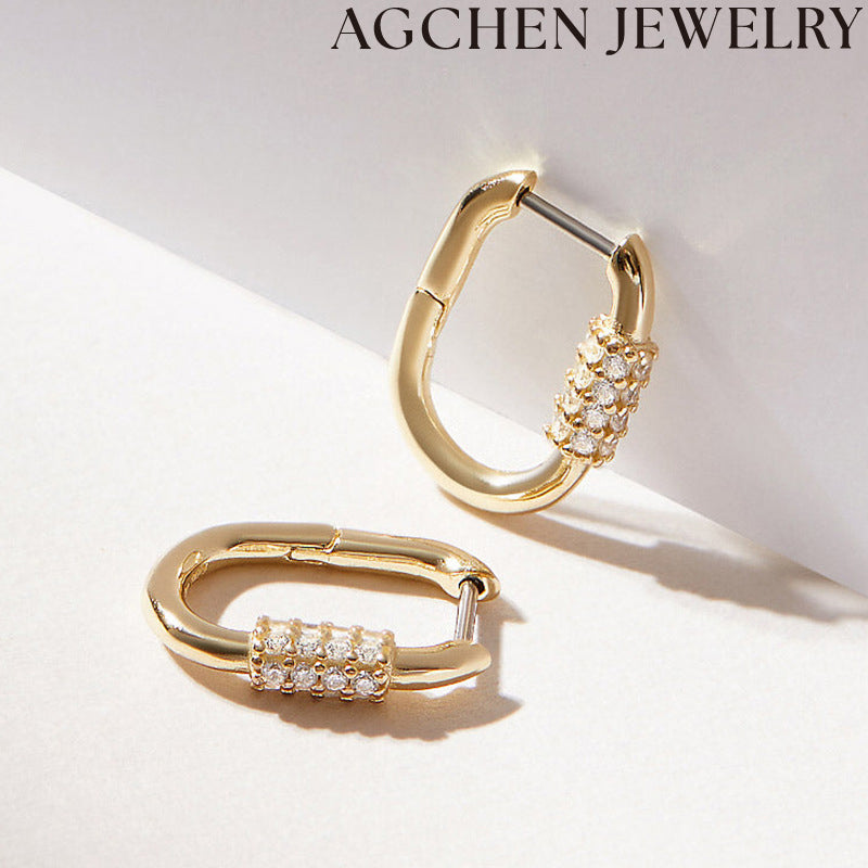 AG Button Zirconia Earrings