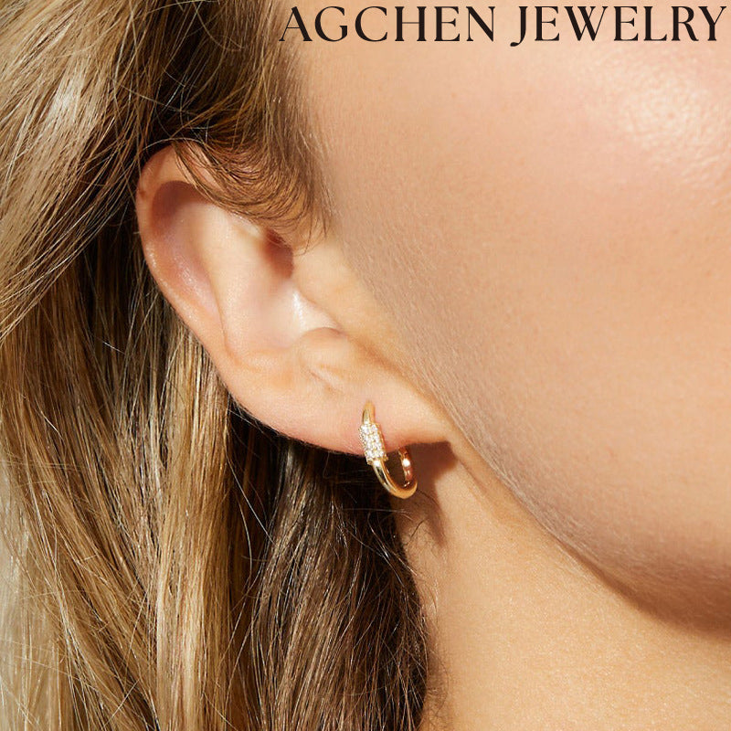 AG Button Zirconia Earrings
