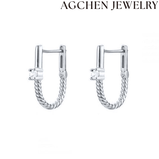 AG Threaded Zirconia Earrings