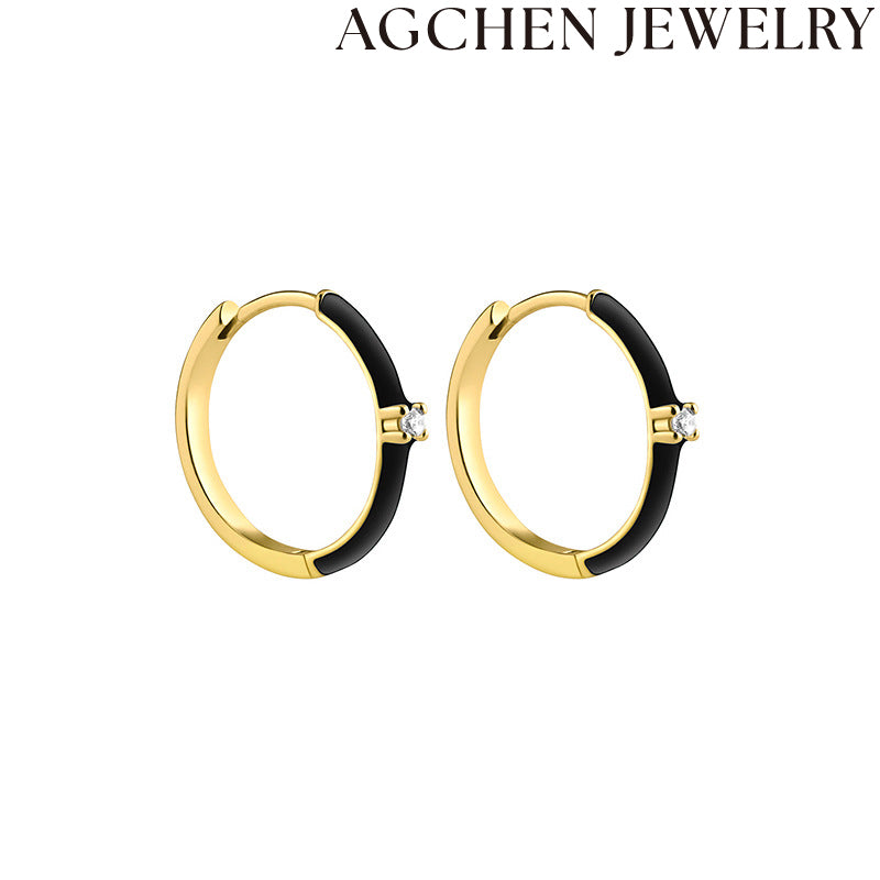 AG Colorful Enamel and Zirconia Earrings