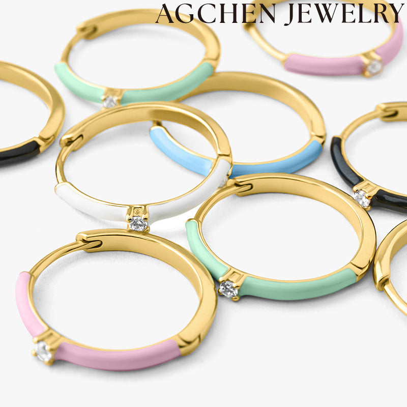 AG Colorful Enamel and Zirconia Earrings