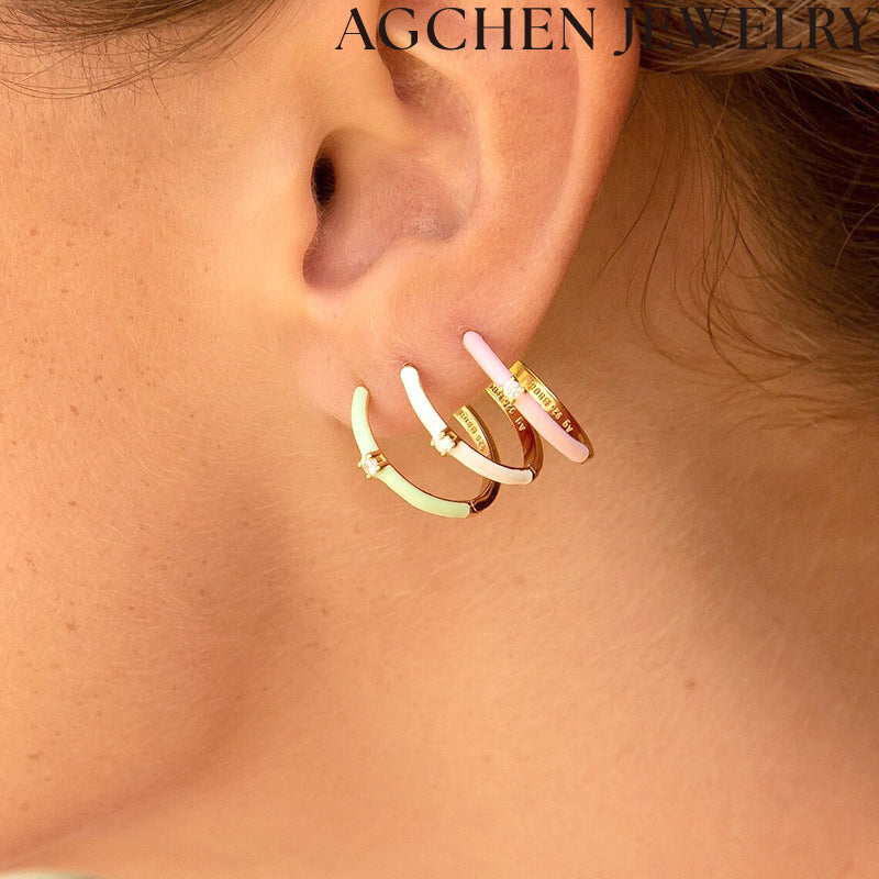 AG Colorful Enamel and Zirconia Earrings