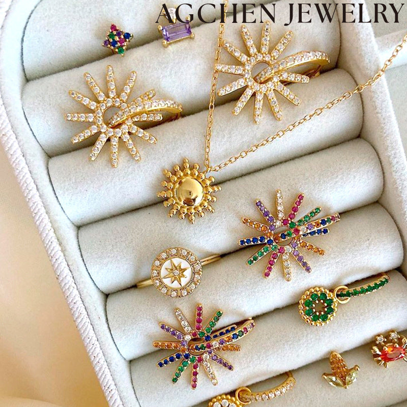 AG Sunflower Zirconia Earrings