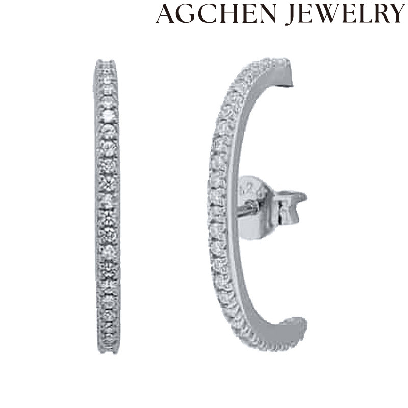 AG Elegant White Zirconia Hoop Earrings