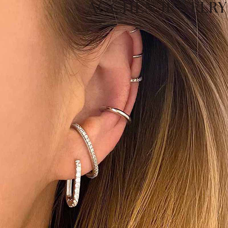 AG Elegant White Zirconia Hoop Earrings