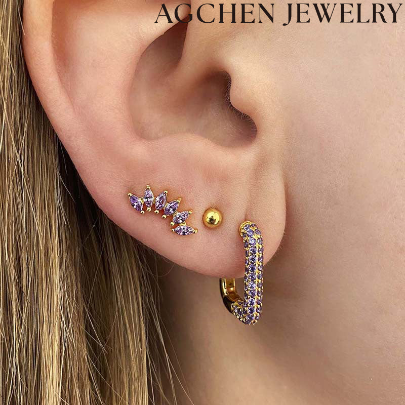 AG Flower Zirconia Earrings