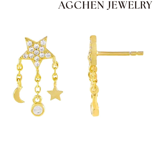 AG White Zirconia Stud Earrings