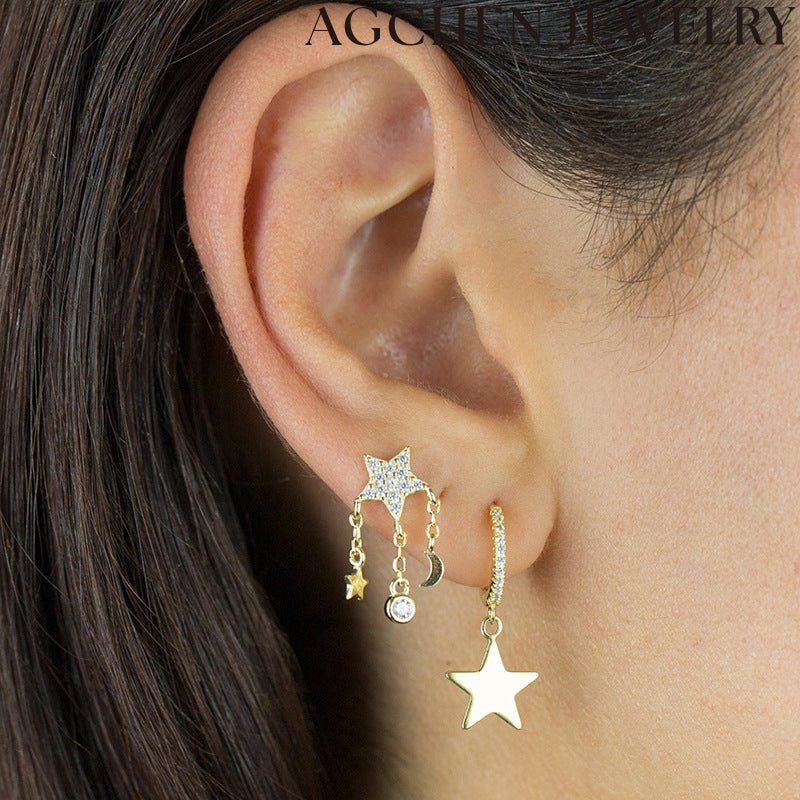 AG White Zirconia Stud Earrings