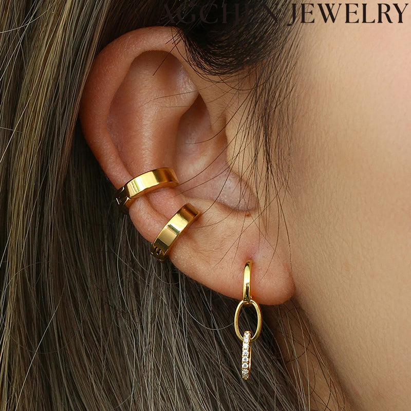 AG Double Circle Zircon Earrings