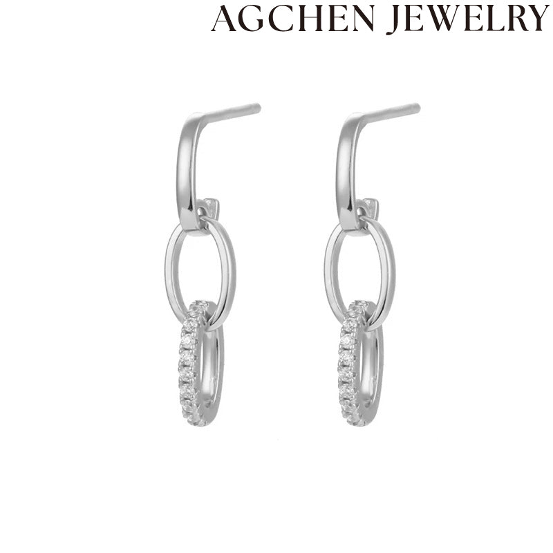 AG Double Circle Zircon Earrings