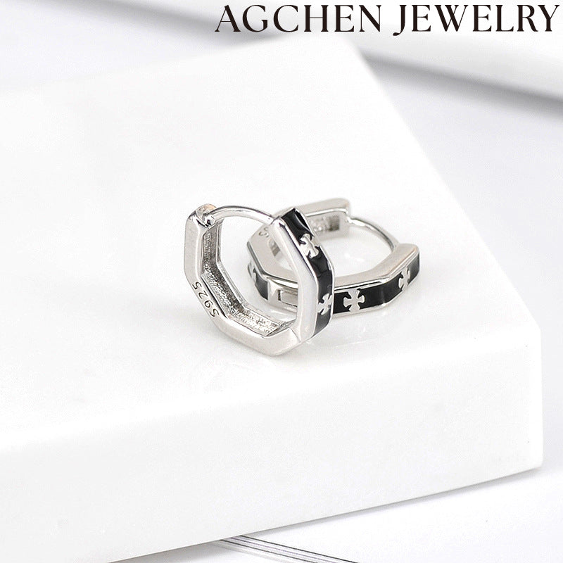 AG Enamel Cross Earrings