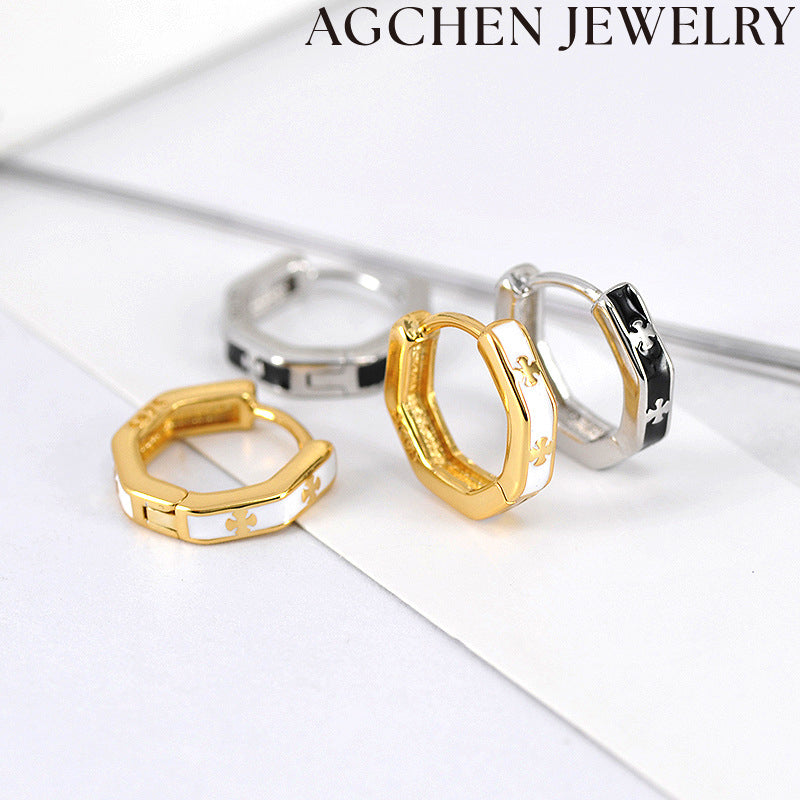 AG Enamel Cross Earrings