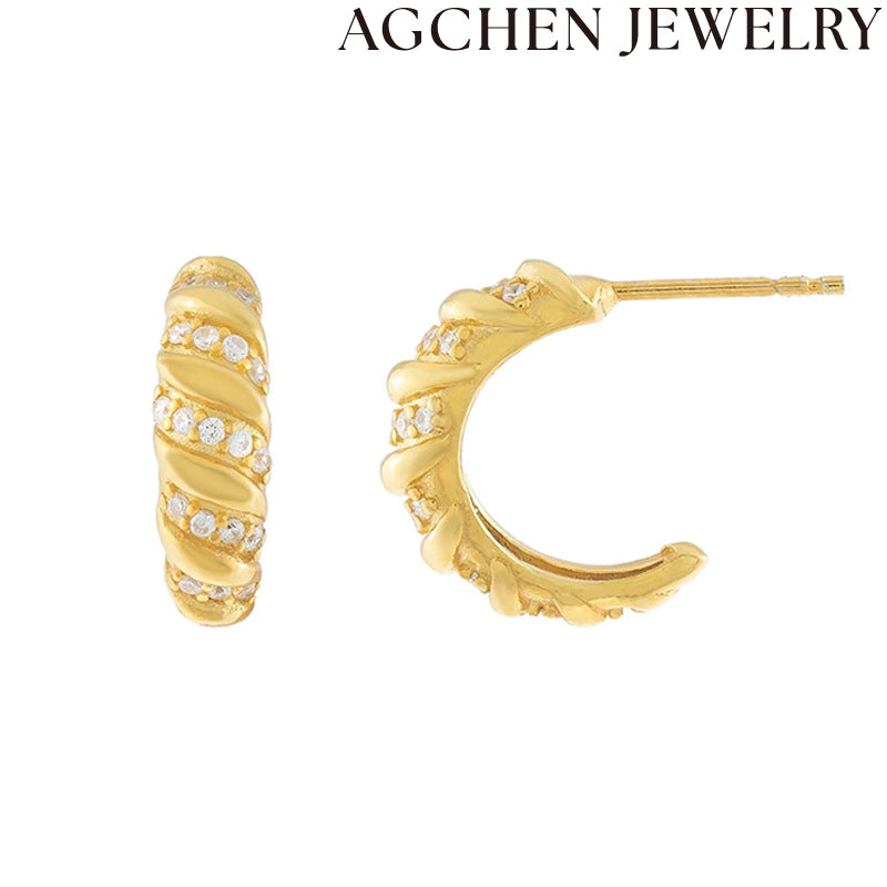 AG Spiral Zircon Earrings