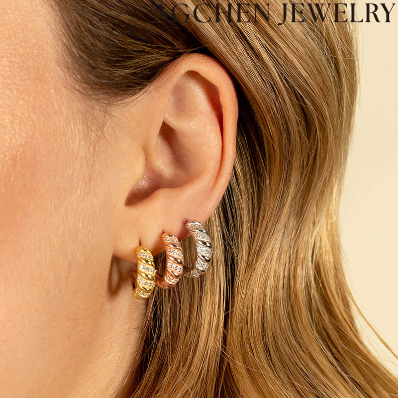AG Spiral Zircon Earrings