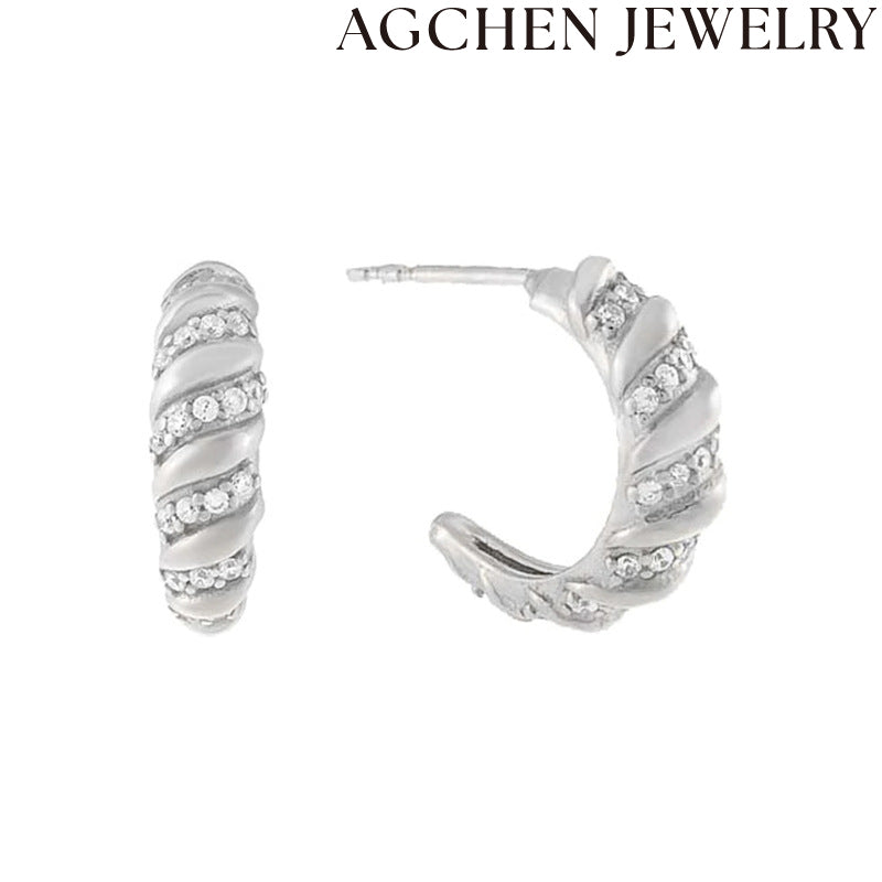 AG Spiral Zircon Earrings