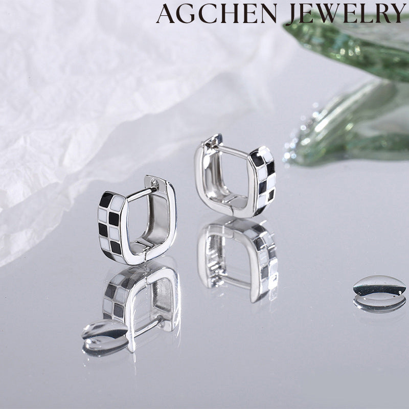 AG Black and White Minimalist Women's Earrings
