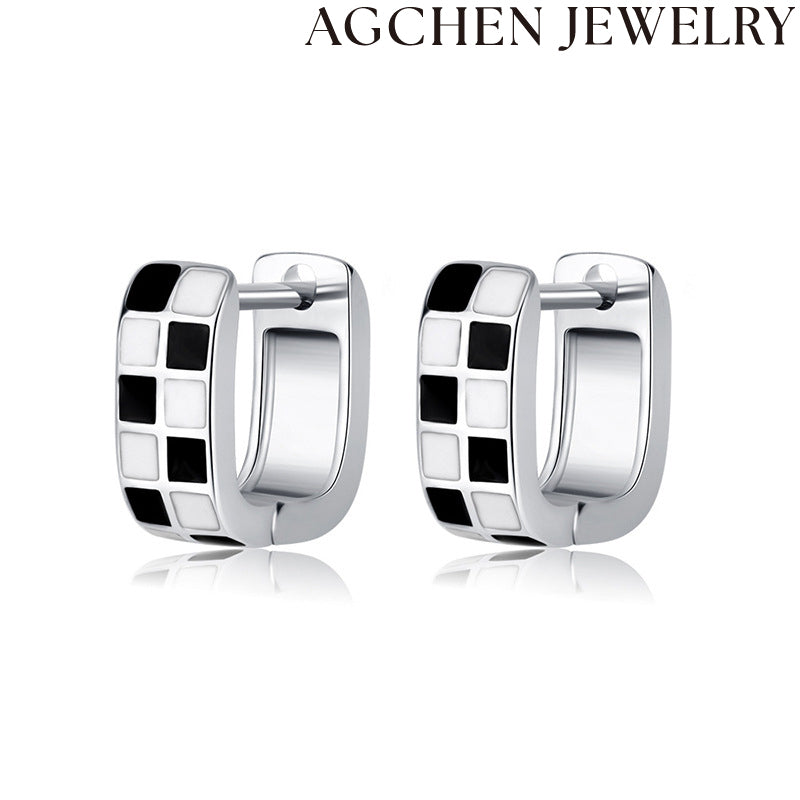 AG Black and White Minimalist Women's Earrings