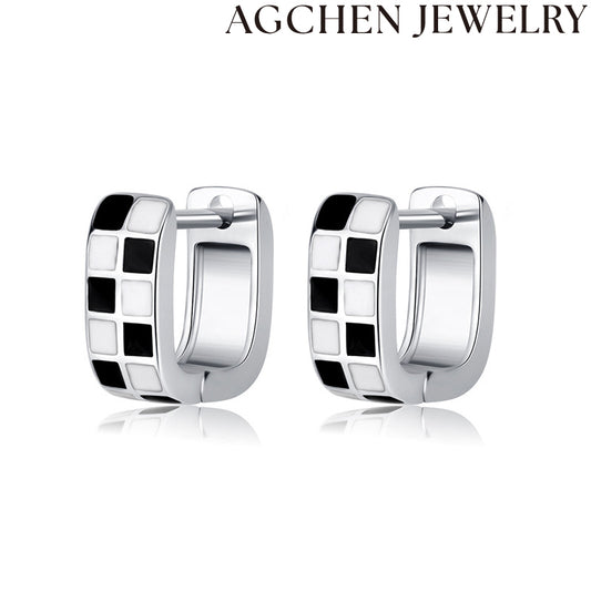 AG Nigraj kaj Blankaj Minimalismaj Virinaj Orelornamaĵoj