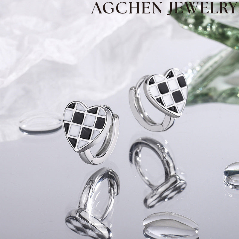 AG Black and White Minimalist Women's Earrings