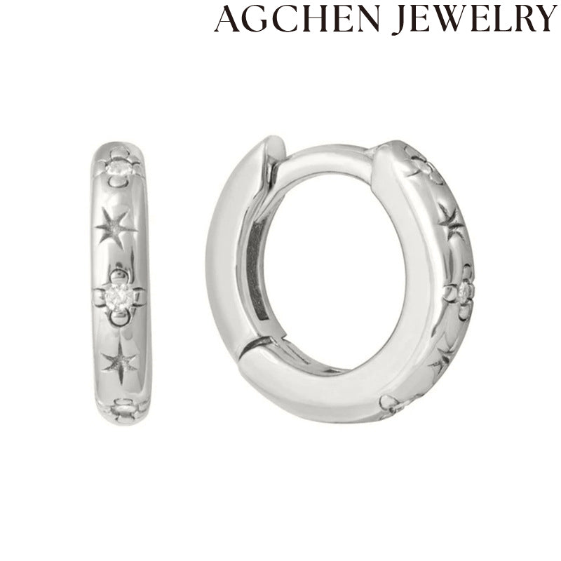 AG Star Zircon Hoop Earrings