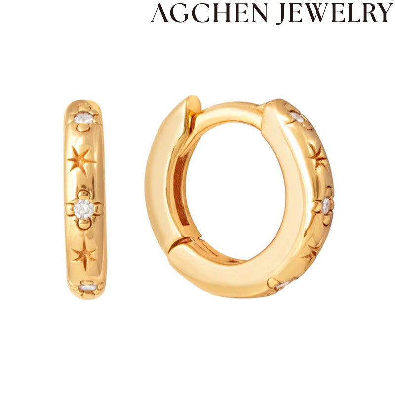 AG Star Zircon Hoop Earrings