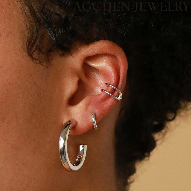 AG Star Zircon Hoop Earrings