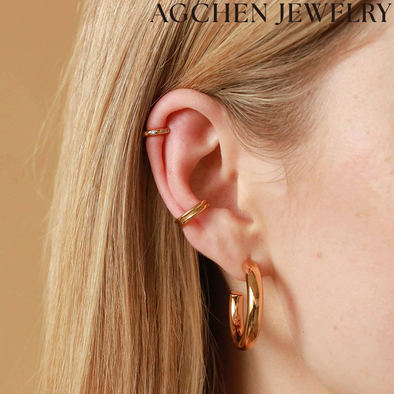 AG Star Zircon Hoop Earrings
