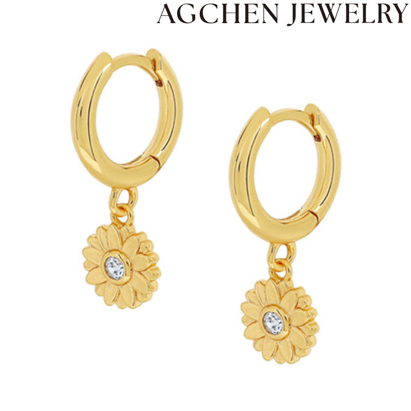AG Sunflower Zirconia Earrings