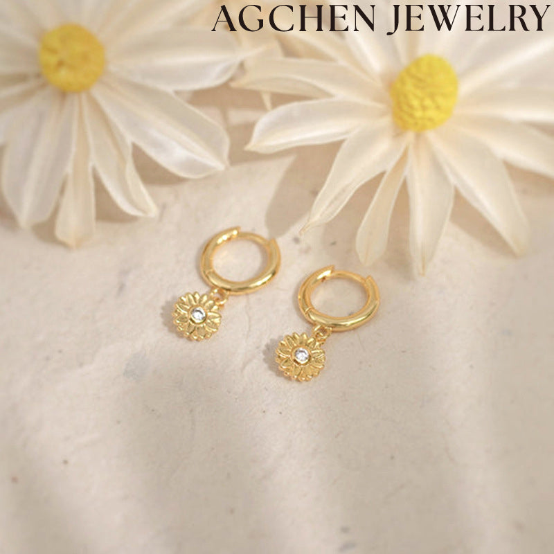 AG Sunflower Zirconia Earrings