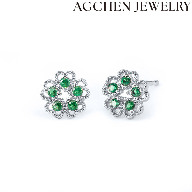 AG Green Flower Earrings