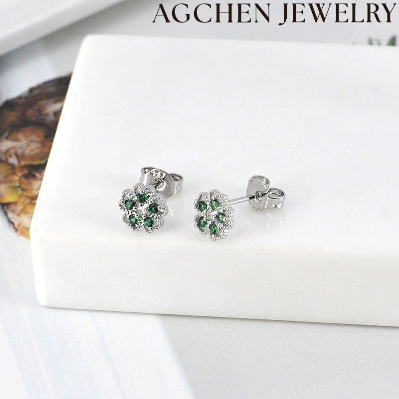AG Green Flower Earrings