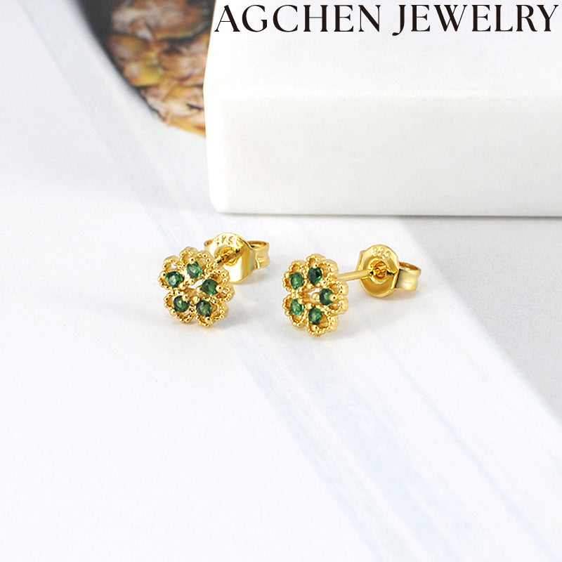AG Green Flower Earrings