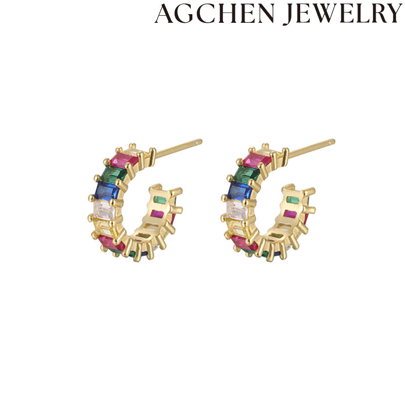 AG Multi-Color Zircon Earrings