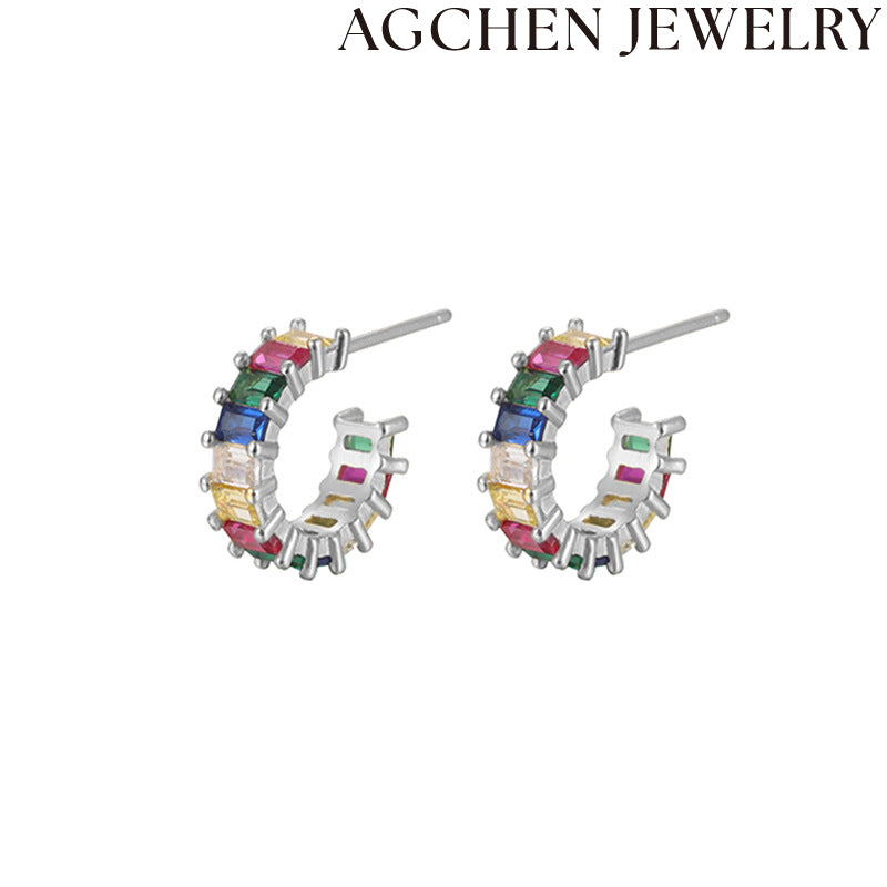 AG Multi-Color Zircon Earrings