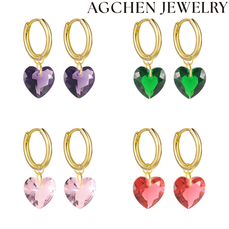AG Transparent Heart Zirconia Earrings