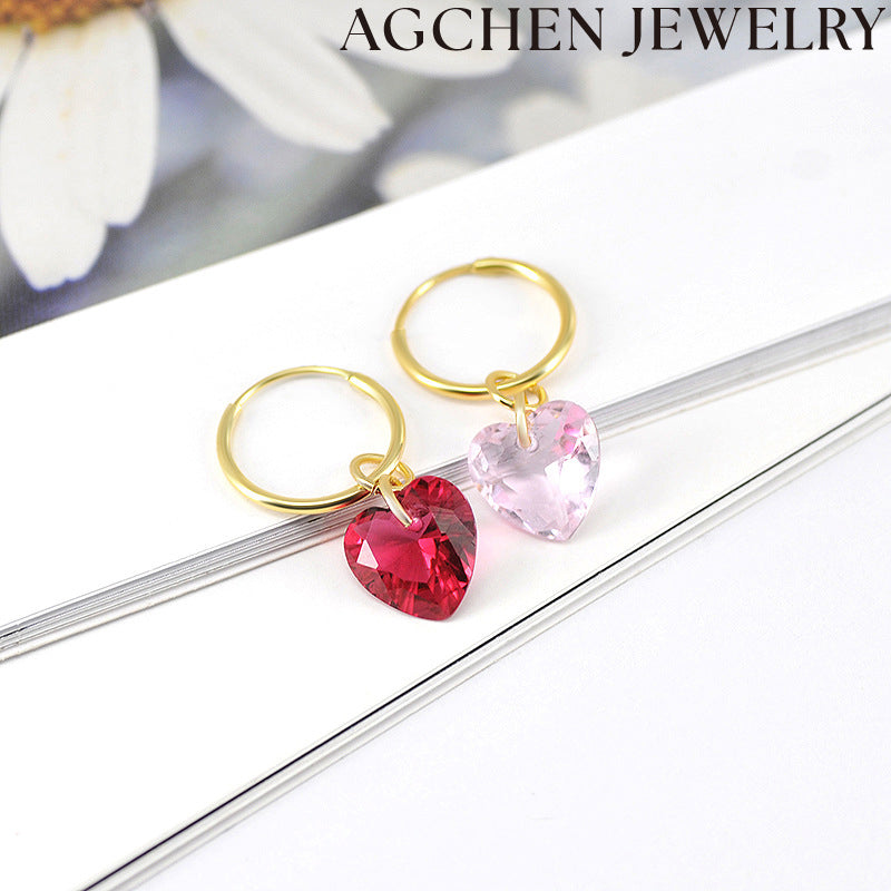 AG Transparent Heart Zirconia Earrings