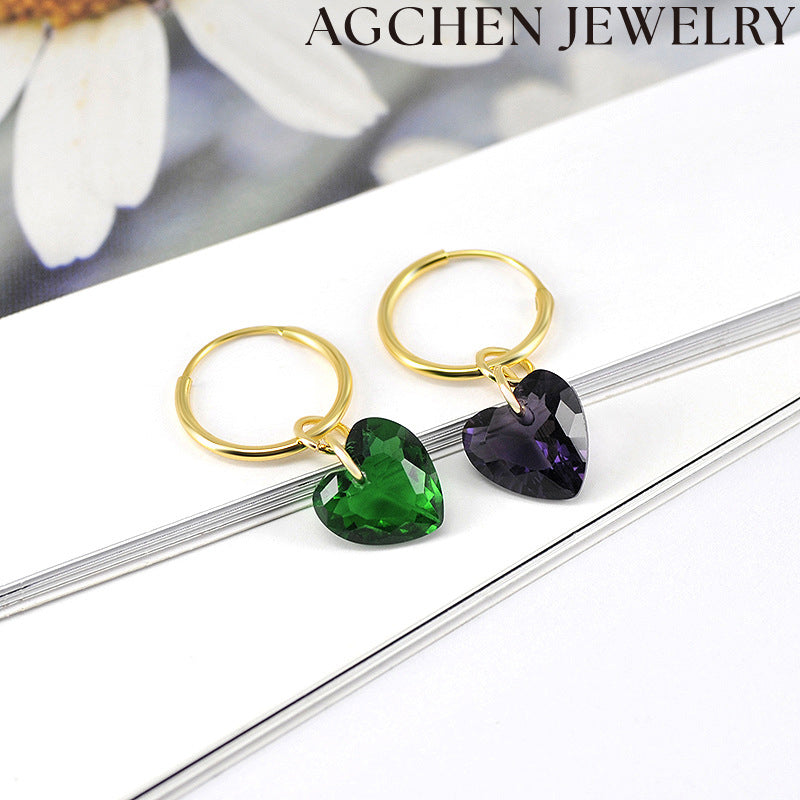 AG Transparent Heart Zirconia Earrings