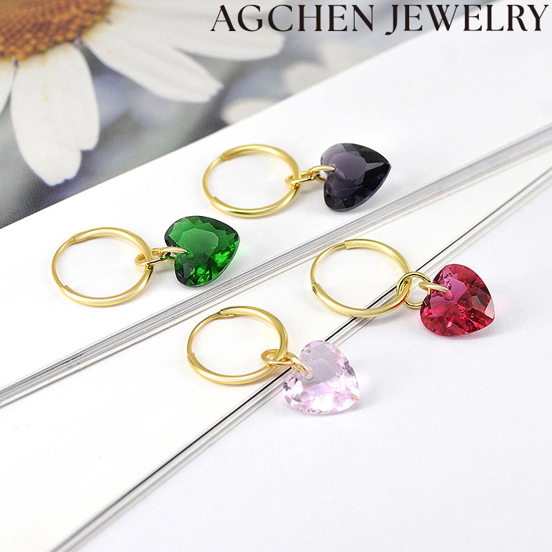 AG Transparent Heart Zirconia Earrings