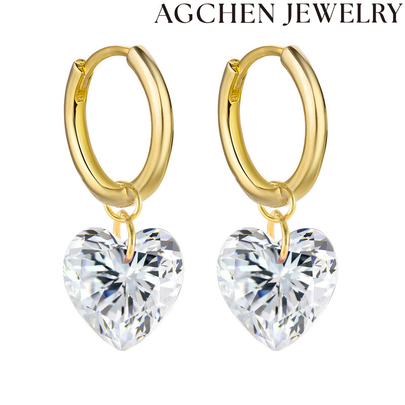 AG Transparent Heart Zirconia Earrings