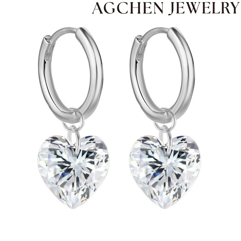 AG Transparent Heart Zirconia Earrings