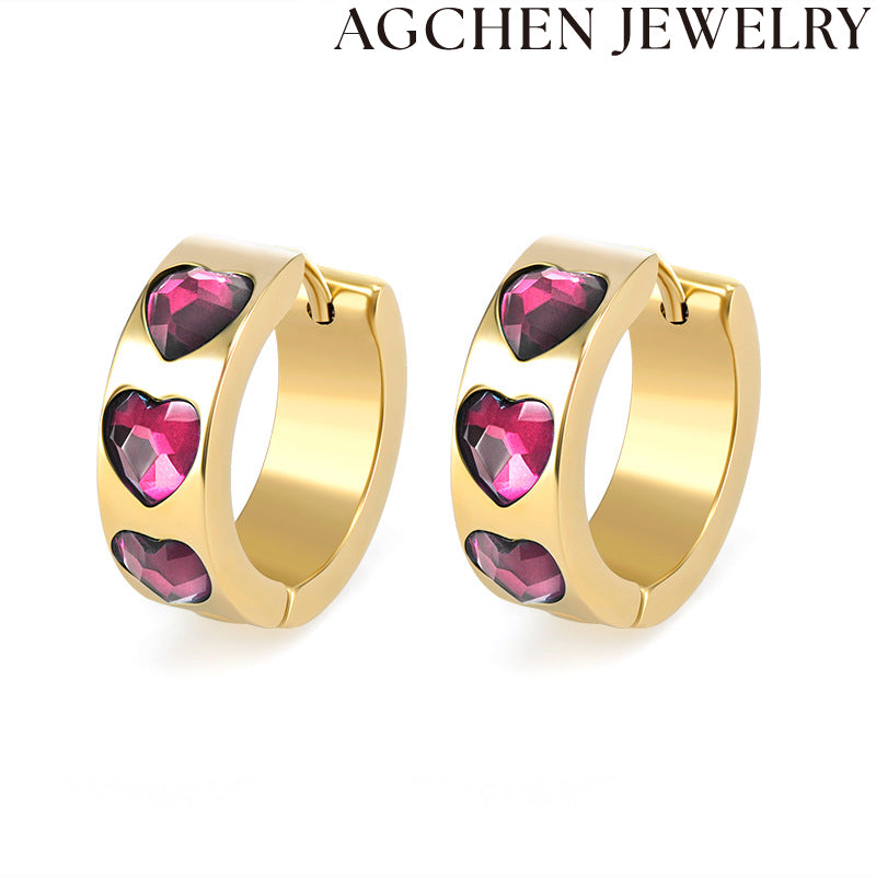 AG Heart-Shaped Zirconia Earrings