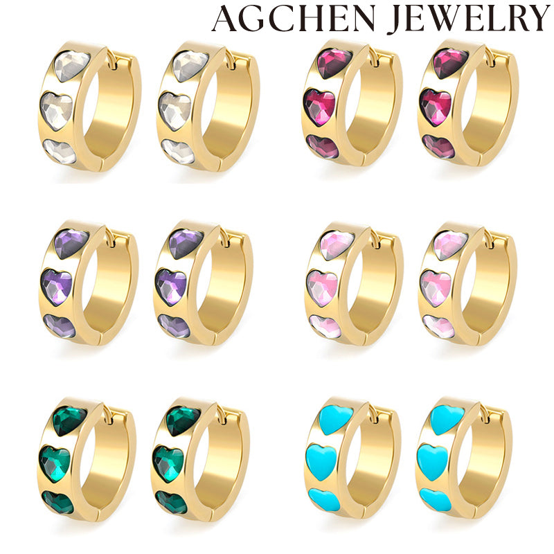 AG Heart-Shaped Zirconia Earrings