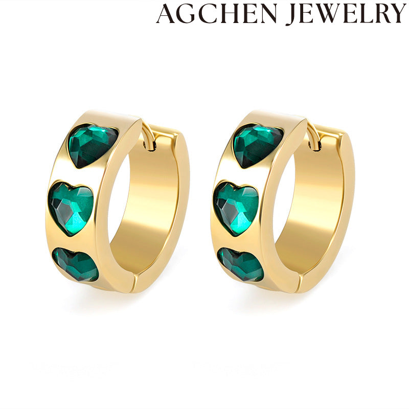 AG Heart-Shaped Zirconia Earrings