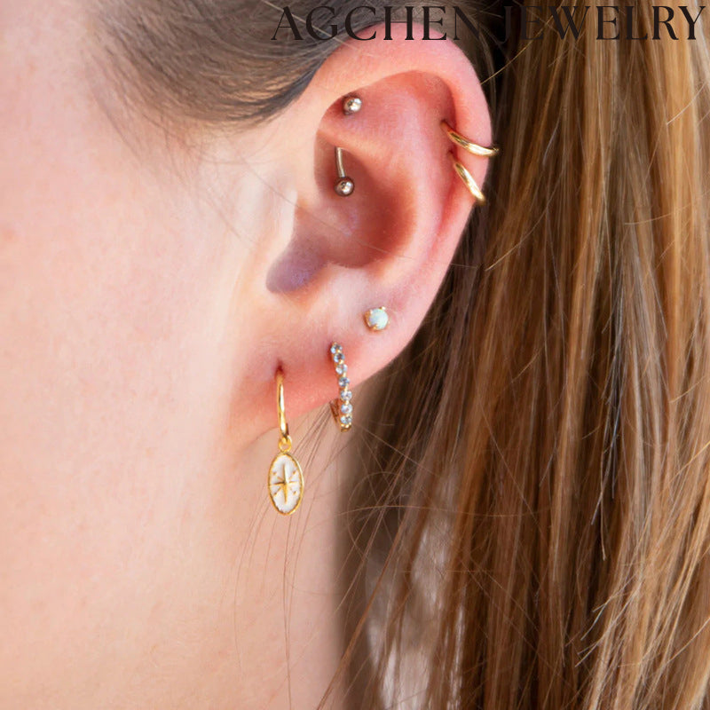 AG Elliptical Pendant Star Earrings