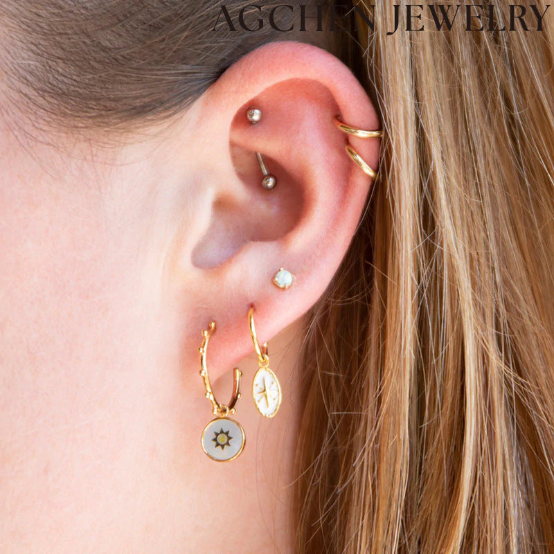 AG Elliptical Pendant Star Earrings