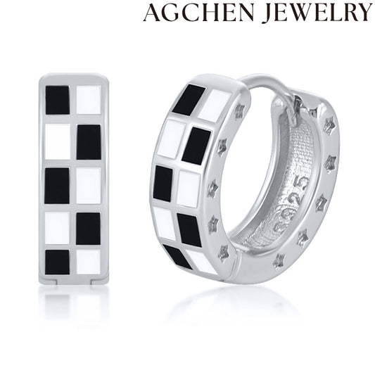 AG Adorable Black and White Women's Earrings