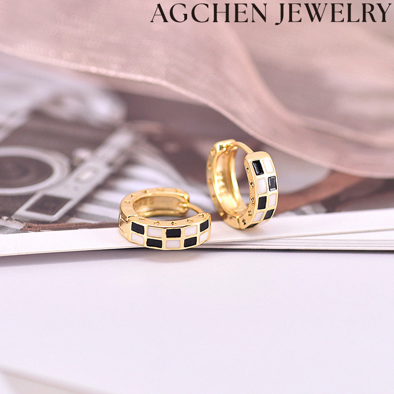 AG Adorable Black and White Women's Earrings