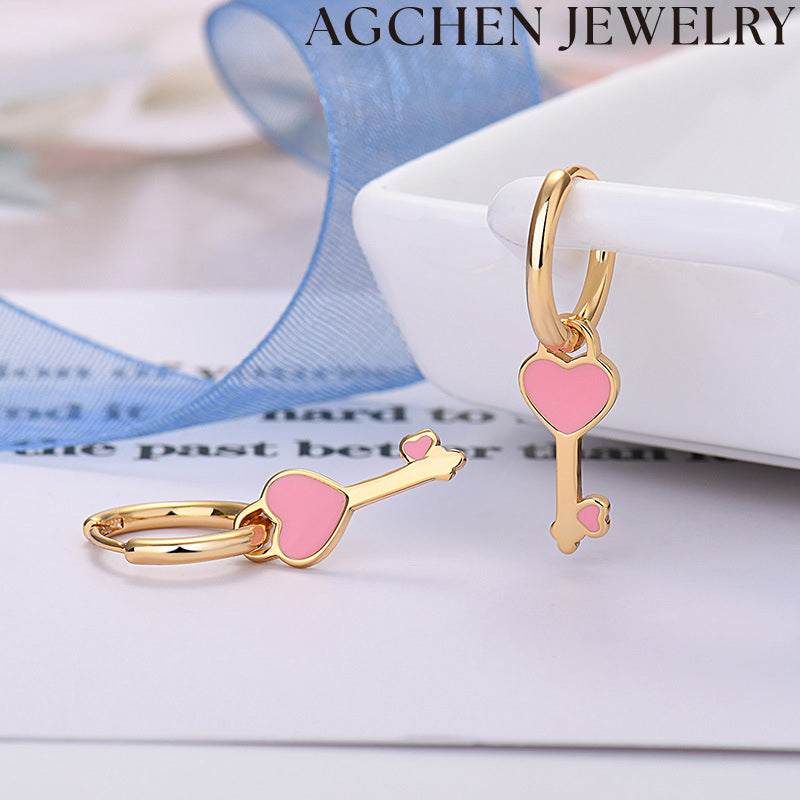 AG Key-Shaped Heart Earrings