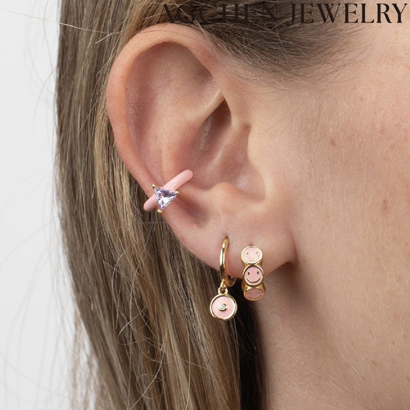 AG Colorful Enamel and Zirconia Earrings